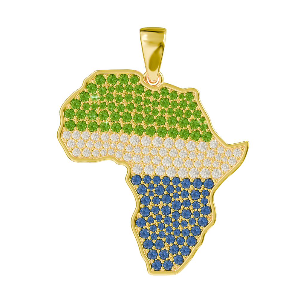 Limited Edition- Sierra Leone Pendant with Diamonds including Blue and Green Gemstones