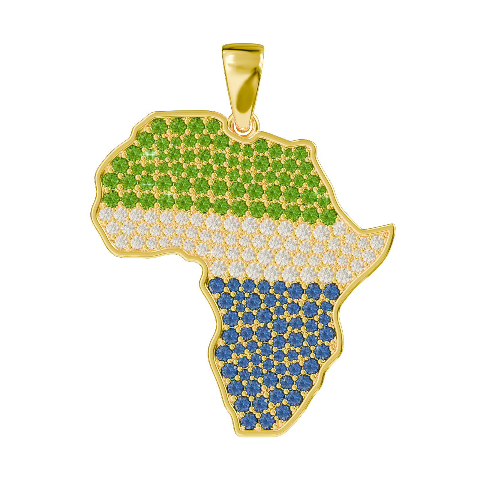 Limited Edition- Sierra Leone Pendant with Diamonds including Blue and Green Gemstones