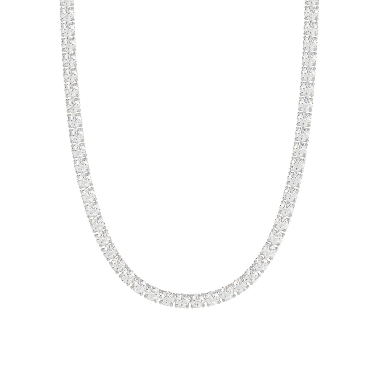 14K WHITE GOLD 4 3/4CT 18" ROUND DIAMOND LADIES TENNIS NECKLACE