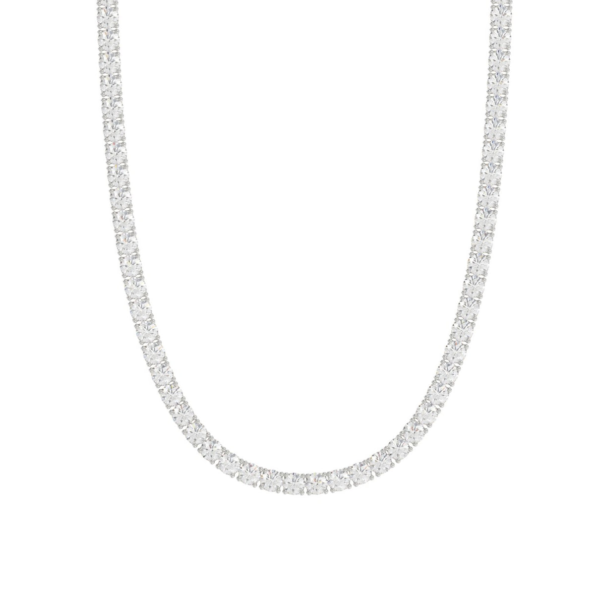 14K WHITE GOLD 7 3/4CT 18" ROUND DIAMOND LADIES TENNIS NECKLACE