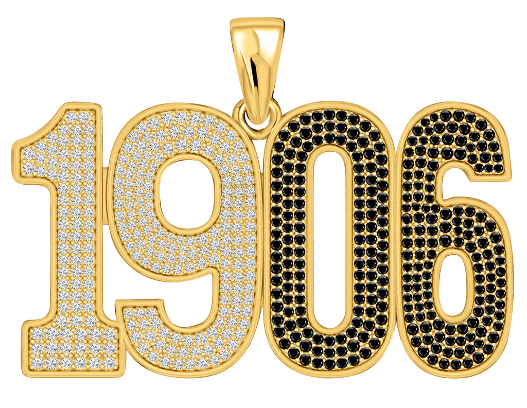 Limited Edition- 1906 Pendant- Solid Gold with Diamonds and Black Gemstones