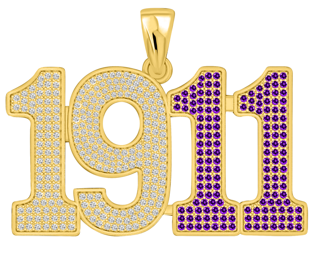 Limited Edition- 1911 Pendant- Solid Gold with Diamonds and Purple Gemstones
