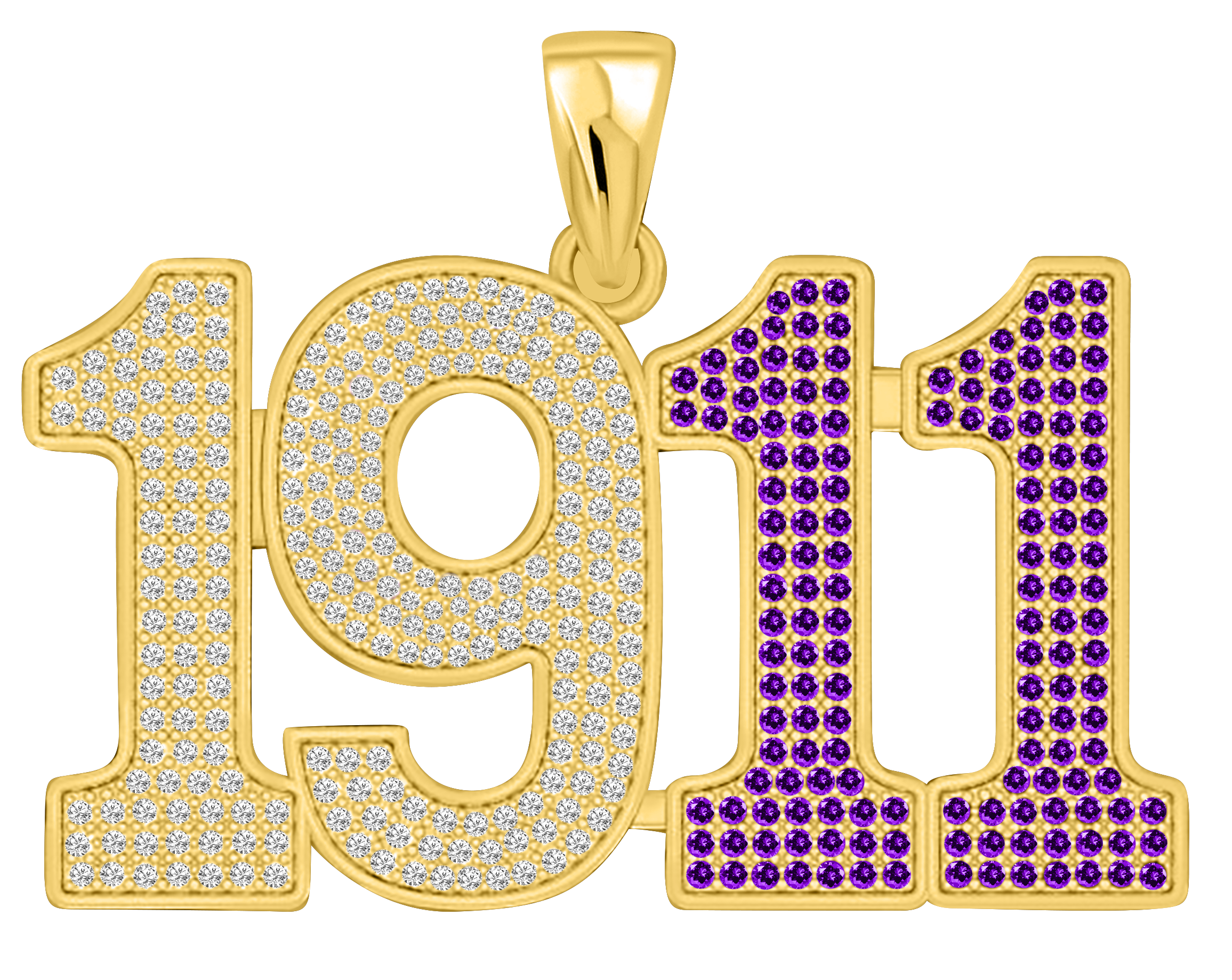 Limited Edition- 1911 Pendant- Solid Gold with Diamonds and Purple Gemstones