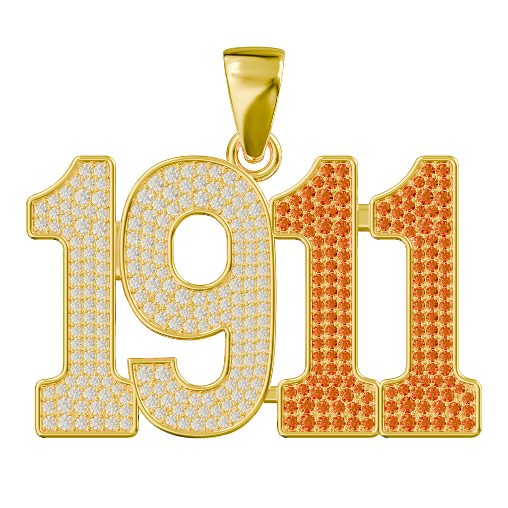 Limited Edition- 1911 Pendant- Solid Gold with Diamonds and Red Gemstones