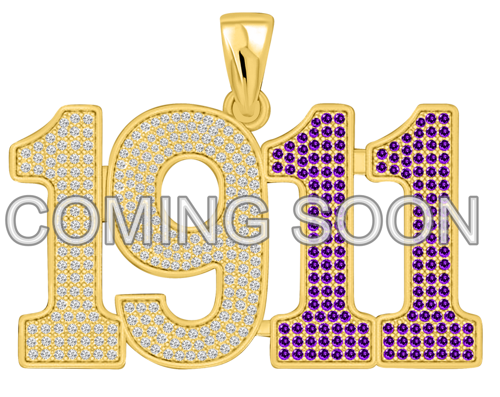 Limited Edition- 1911 Pendant- Solid Gold with Diamonds and Purple Gemstones