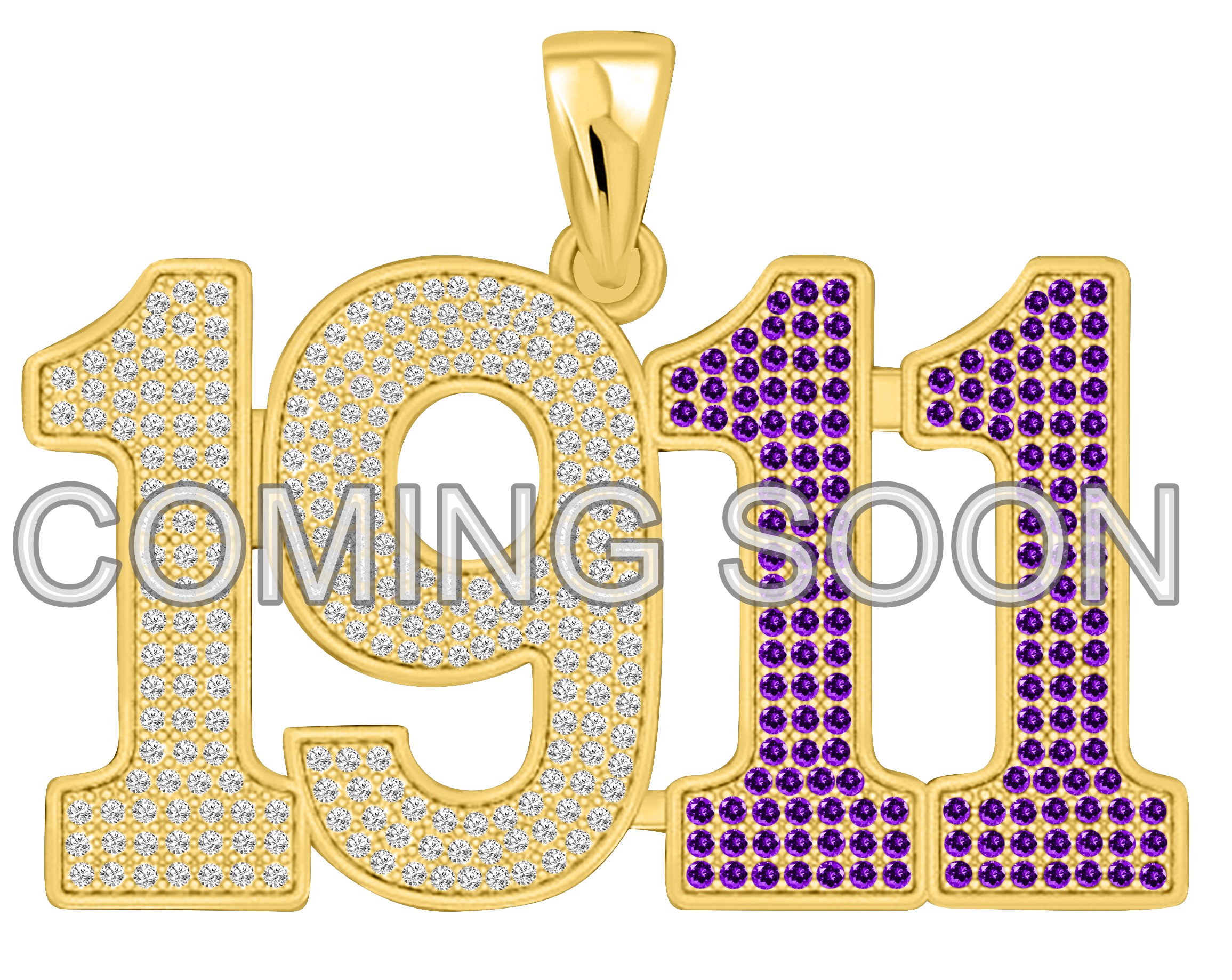 Limited Edition- 1911 Pendant- Solid Gold with Diamonds and Purple Gemstones