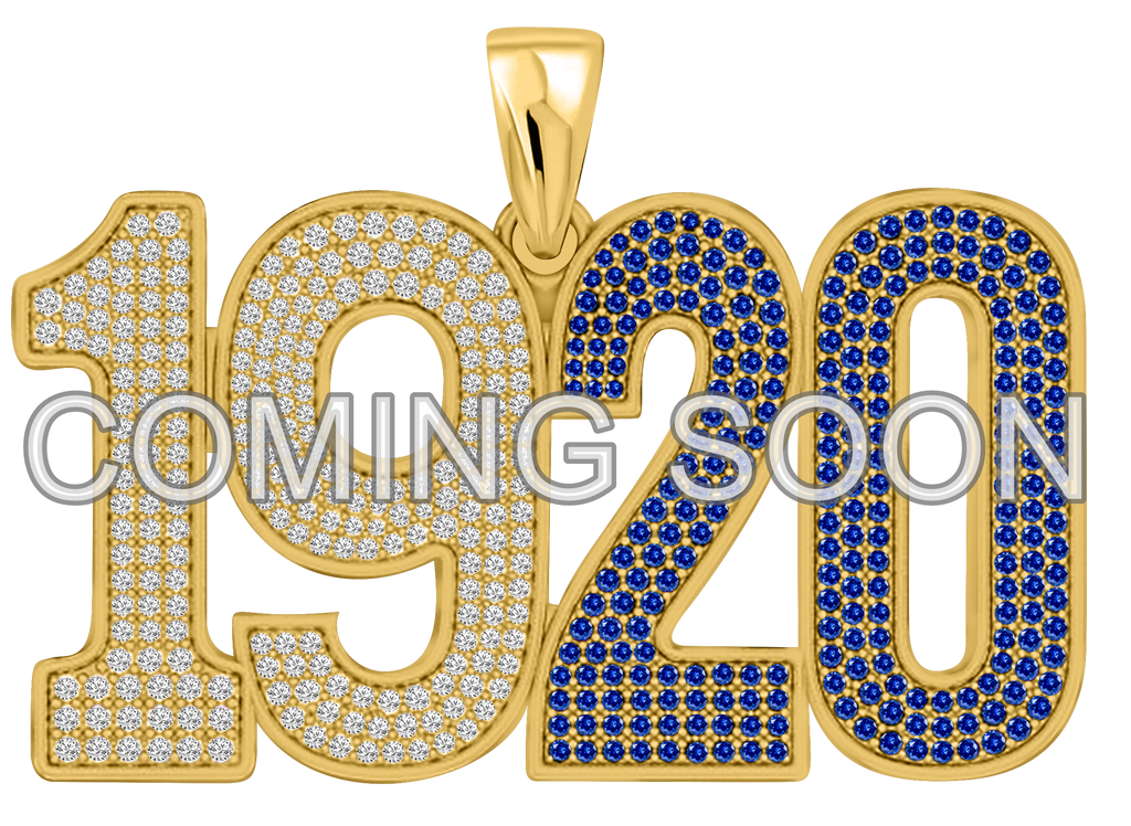 Limited Edition- 1920 Pendant- Solid Gold with Diamonds and Blue Gemstones