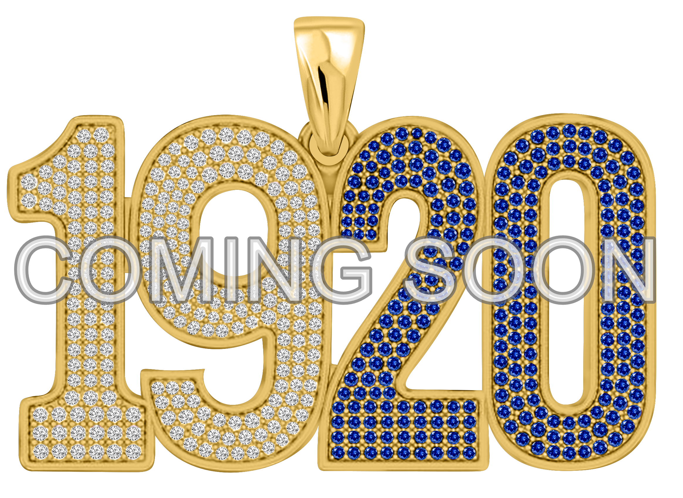 Limited Edition- 1920 Pendant- Solid Gold with Diamonds and Blue Gemstones