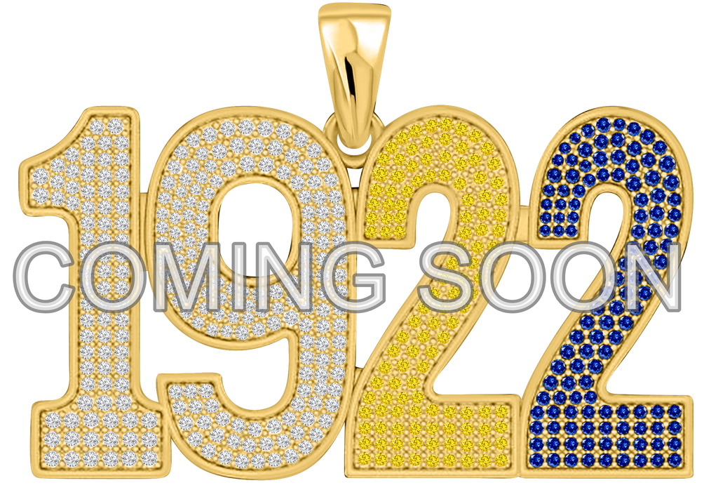 Limited Edition- 1922 Pendant- Solid Gold with Diamonds including Blue and Yellow Gold Gemstones