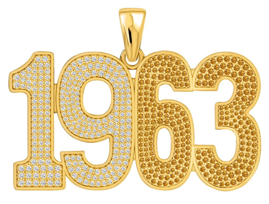 Limited Edition- 1963 Pendant- Solid Gold with Diamonds and Brown Gemstones