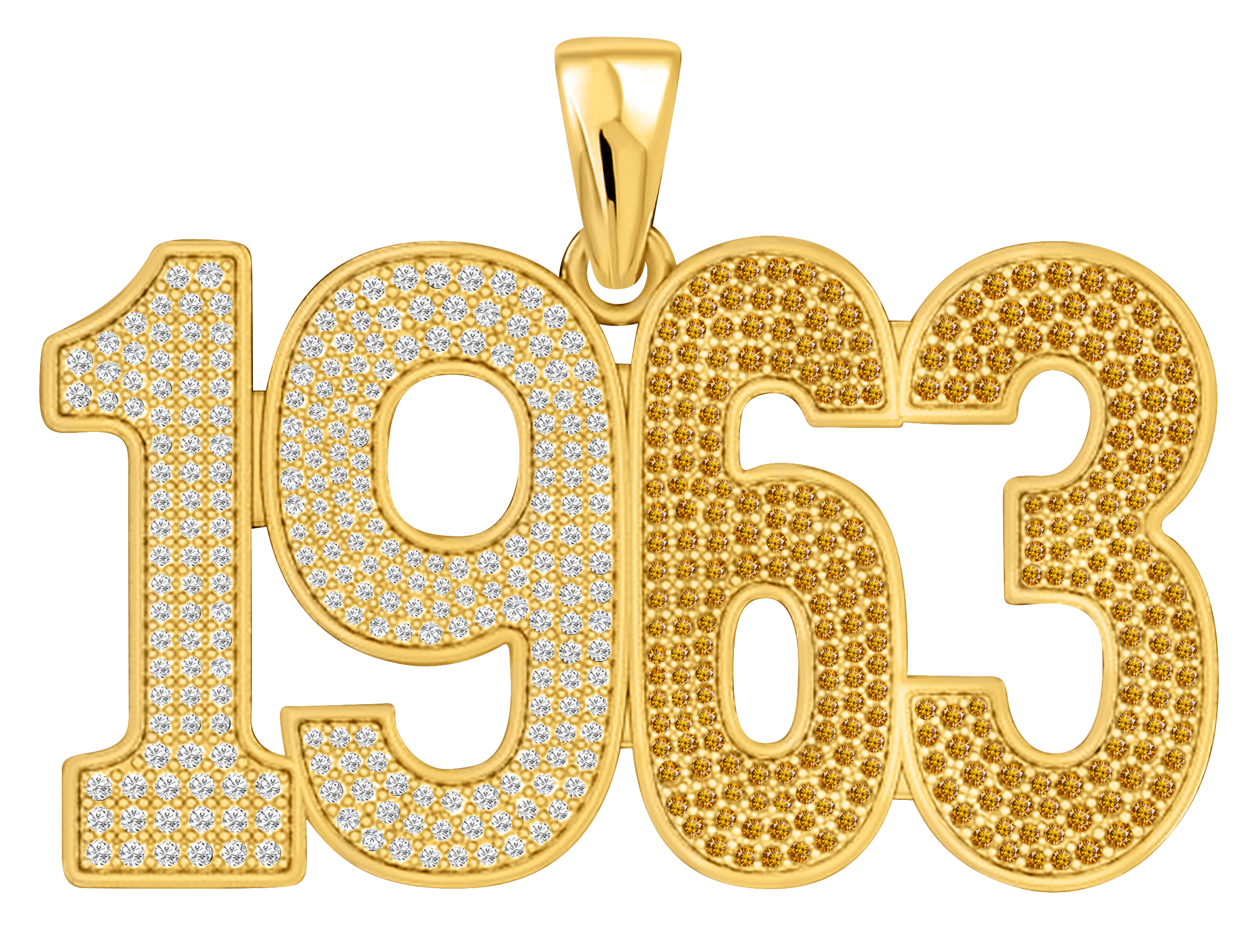 Limited Edition- 1963 Pendant- Solid Gold with Diamonds and Brown Gemstones