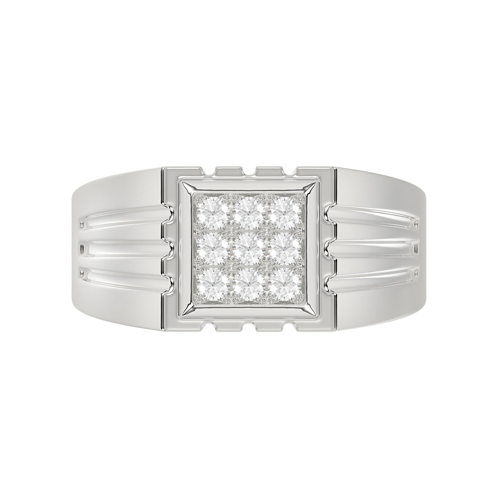 Sterling Silver Diamond Ring For Men 0.35Ct Round Cut Square Cluster Mens Ring Fine Jewelry Gift For Him