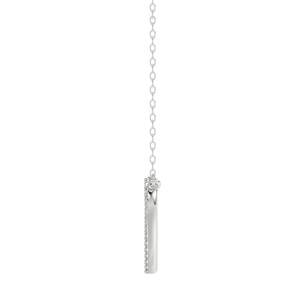 LADIES NECKLACE 0.10CT ROUND DIAMOND 10K WHITE GOLD