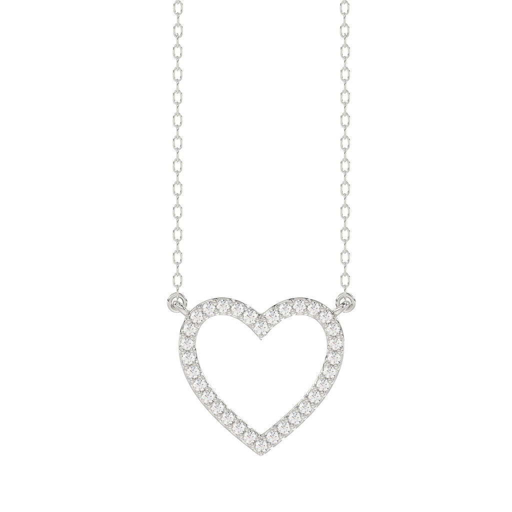 LADIES NECKLACE 0.10CT ROUND DIAMOND 10K WHITE GOLD