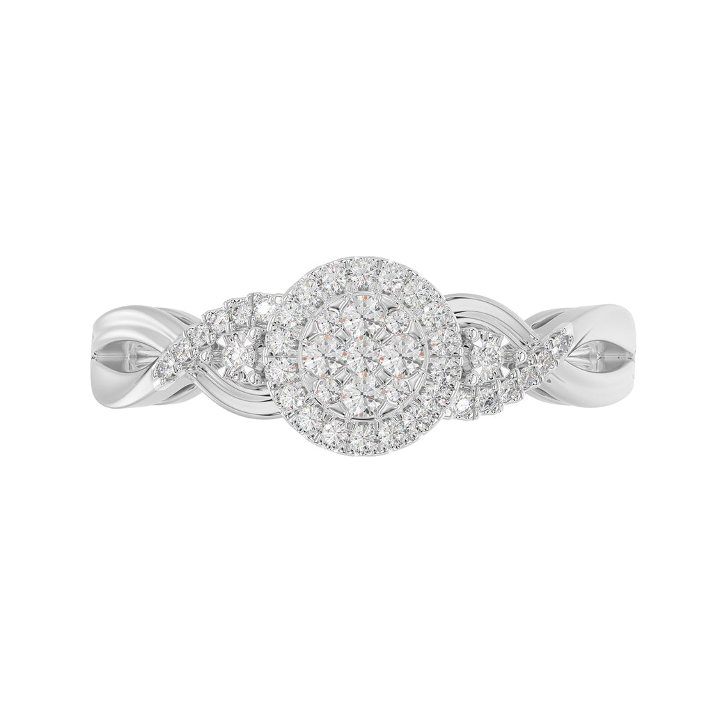 Sterling Silver 0.25Ct Round Diamond Halo Cluster Ring For Women Engagement Promise Ring Gift For Her