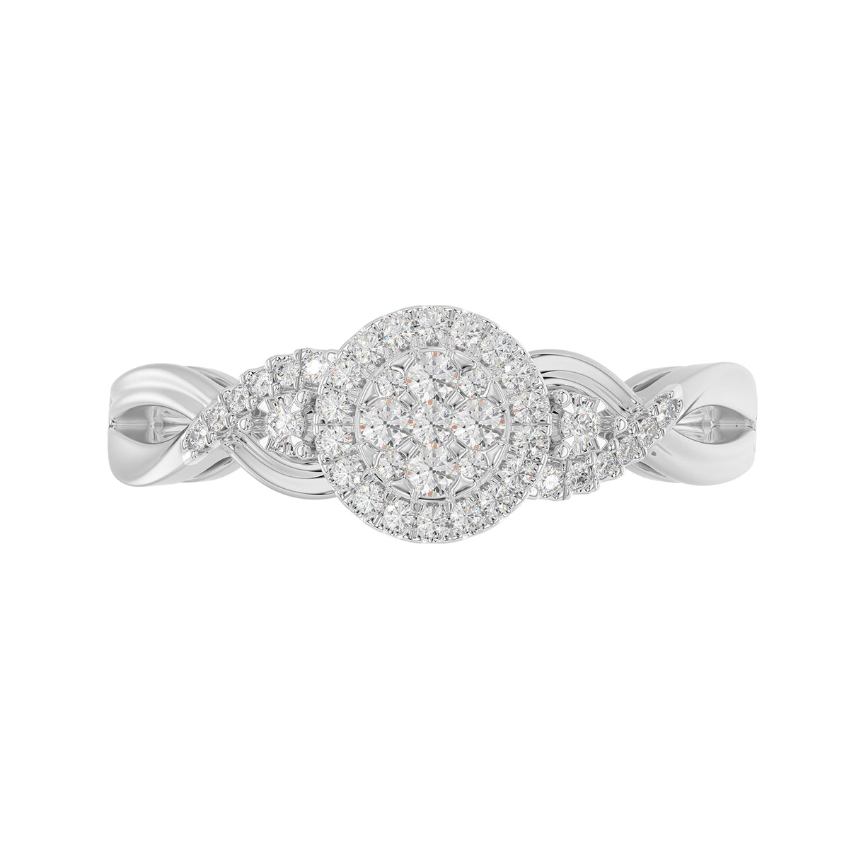 Sterling Silver 0.25Ct Round Diamond Halo Cluster Ring For Women Engagement Promise Ring Gift For Her