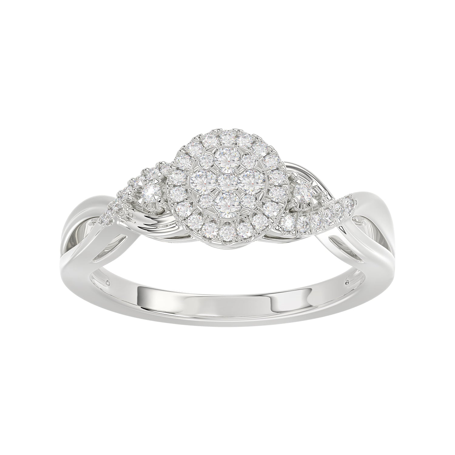 Sterling Silver 0.25Ct Round Diamond Halo Cluster Ring For Women Engagement Promise Ring Gift For Her