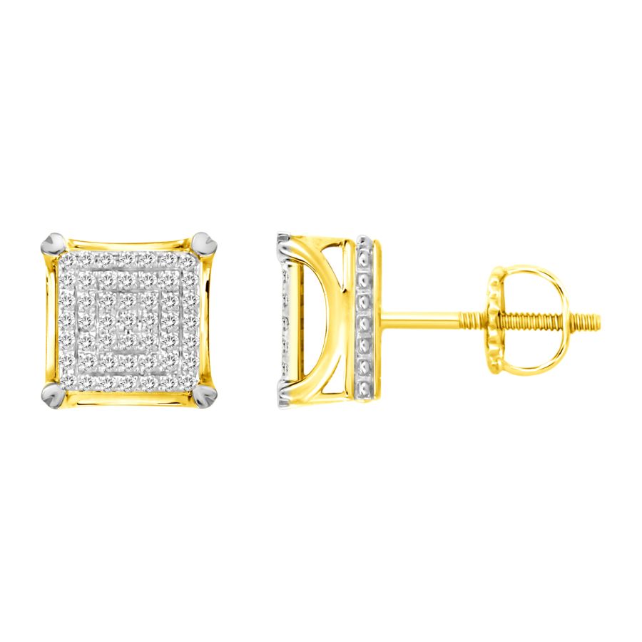 LADIES STUD EARRINGS 0.75CT ROUND DIAMOND 10K YELLOW GOLD