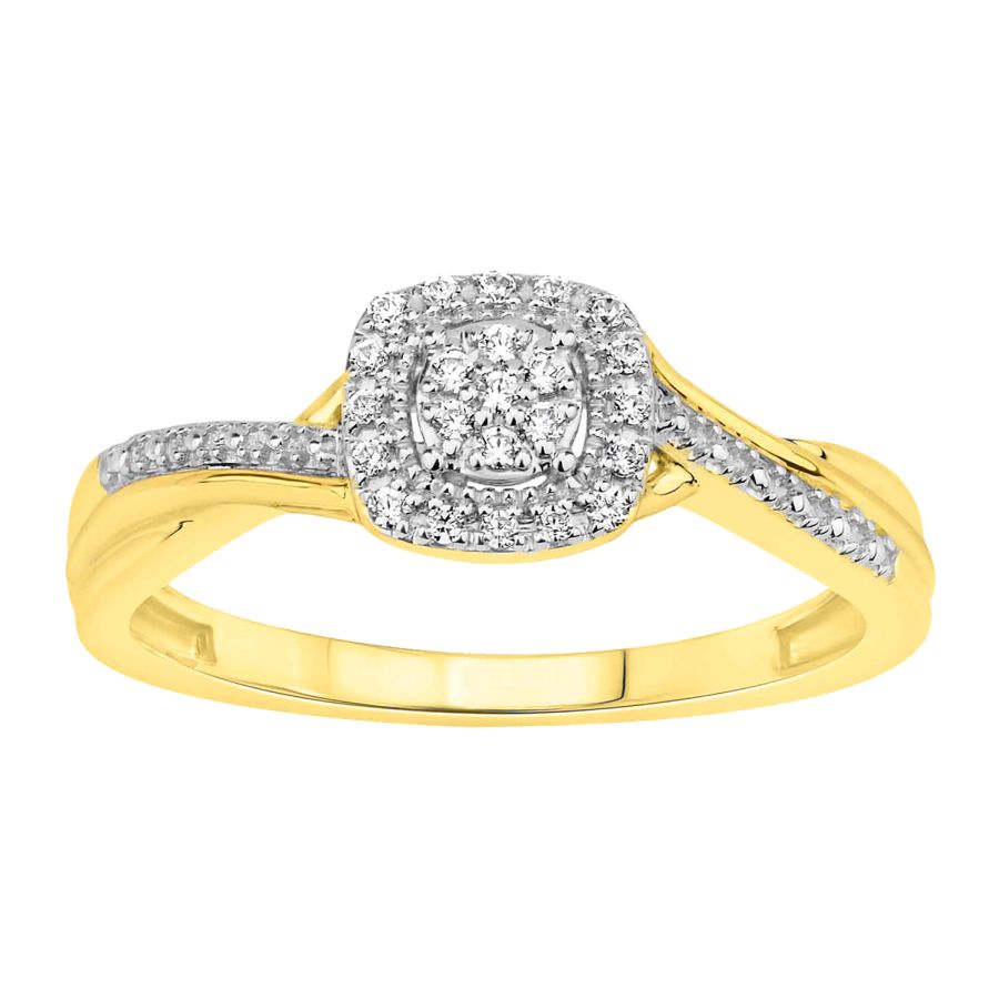 LADIES RING 0.10CT ROUND DIAMOND 10K YELLOW GOLD