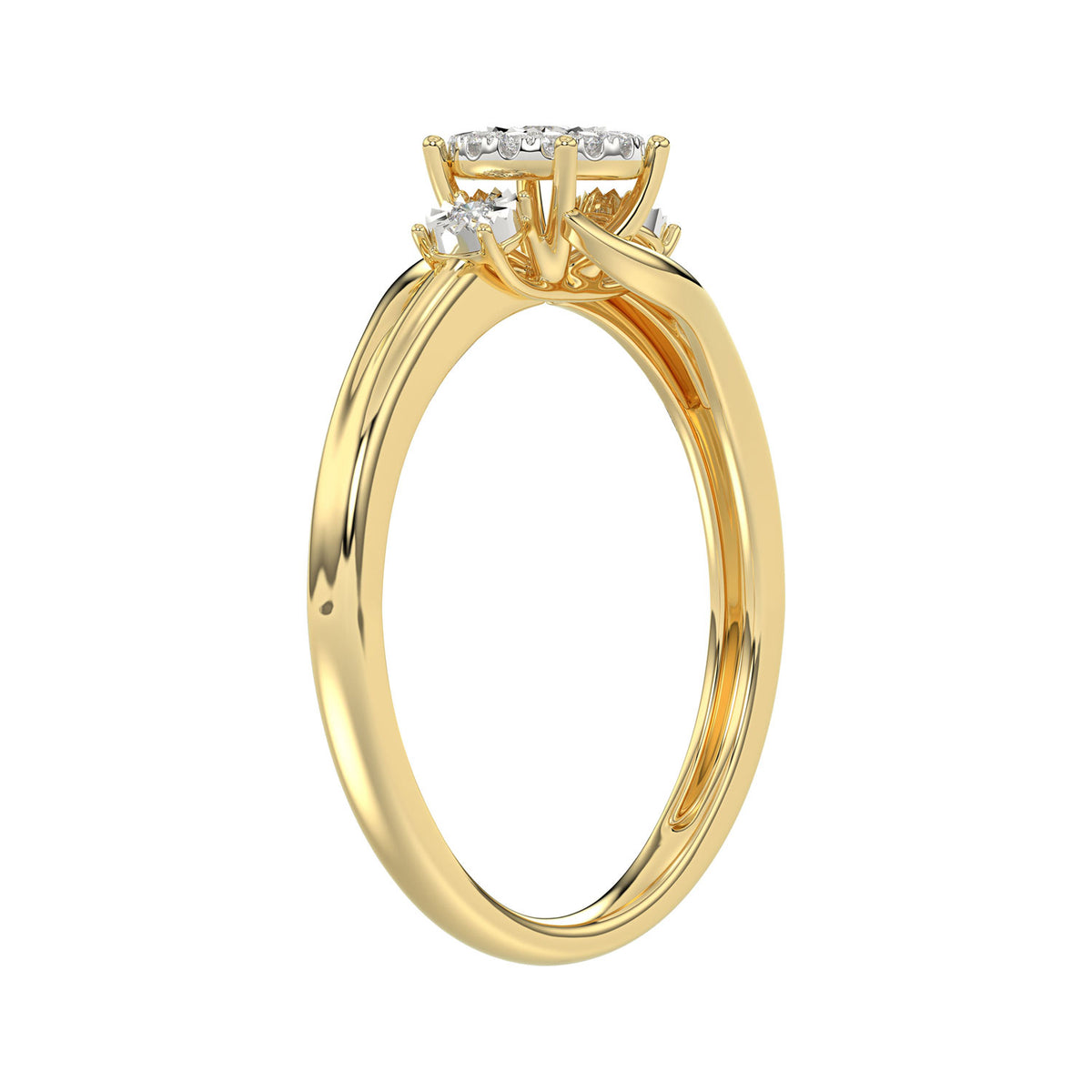 LADIES RING 0.15CT ROUND DIAMOND 10K YELLOW GOLD