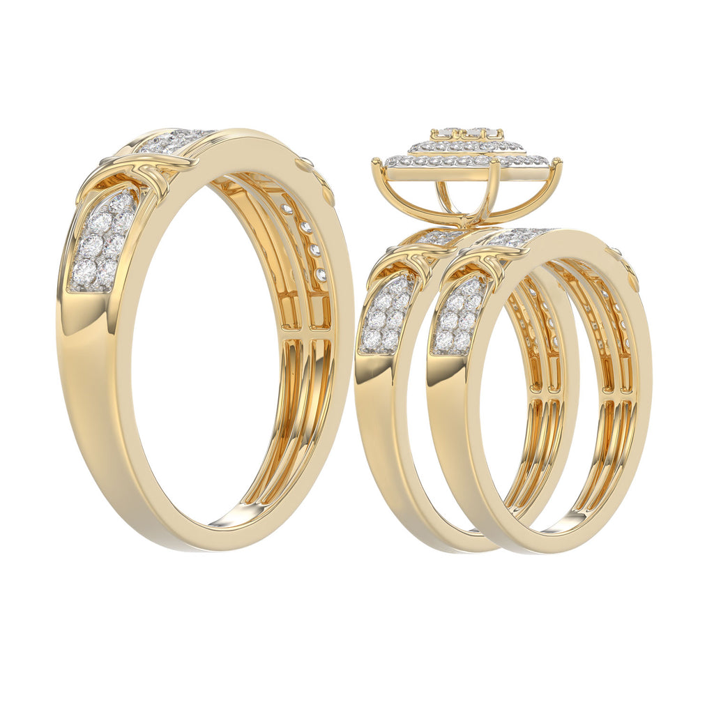 LADIES TRIOS 1.00CT ROUND DIAMOND 10K YELLOW GOLD
