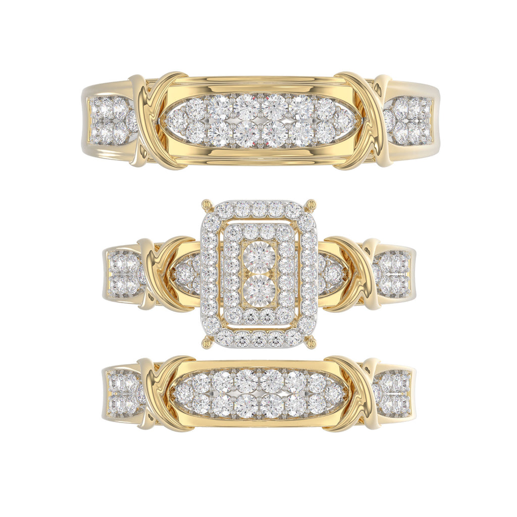 LADIES TRIOS 1.00CT ROUND DIAMOND 10K YELLOW GOLD