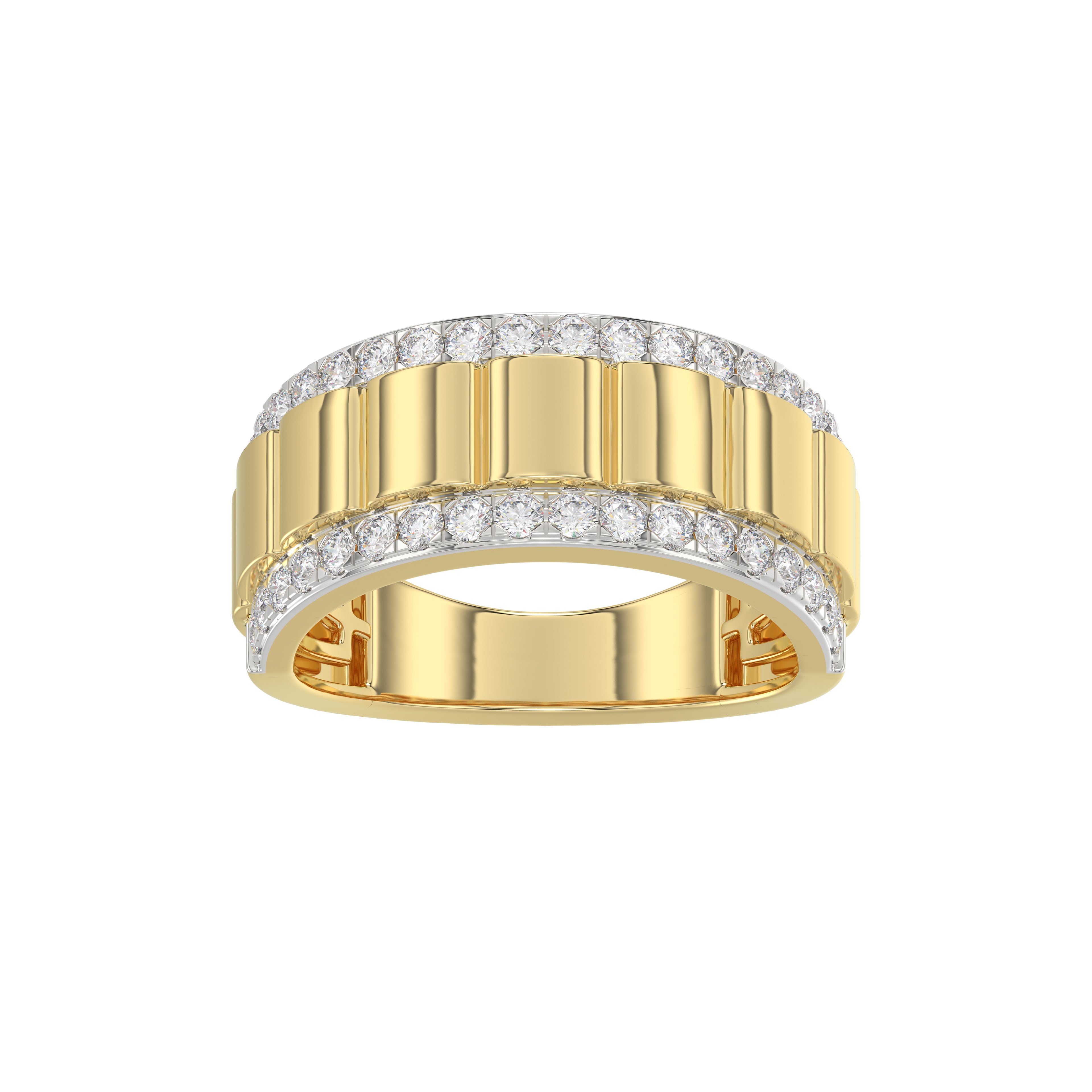 MEN'S BAND 1.00CT ROUND DIAMOND 14K YELLOW GOLD