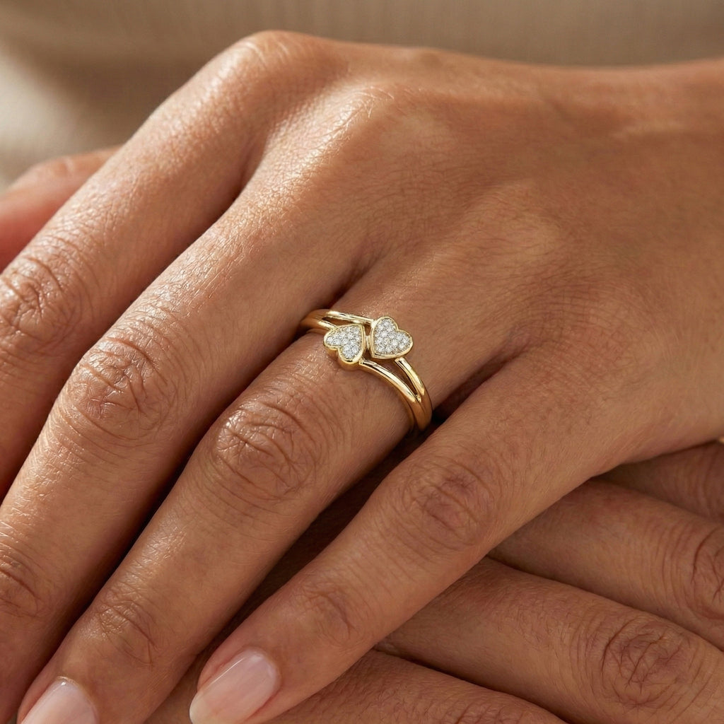 LADIES RING 0.05CT ROUND DIAMOND 10K YELLOW GOLD