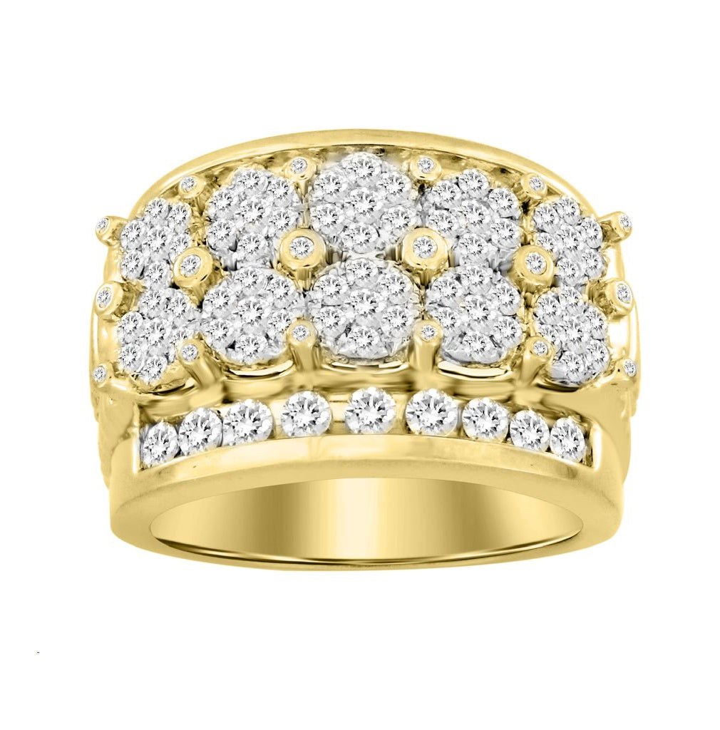 MEN'S RING 2.00CT ROUND DIAMOND 10K YELLOW GOLD