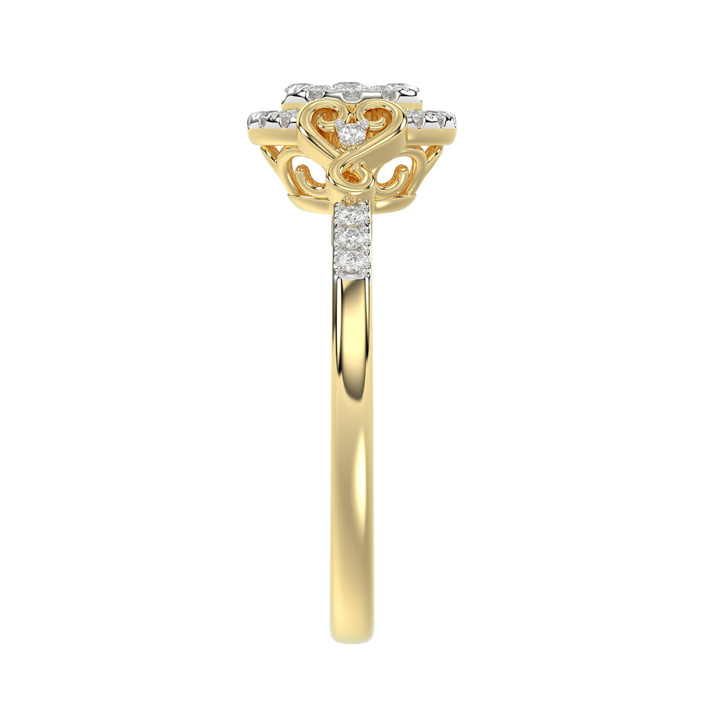 Romantic 10K Yellow Gold Halo Diamond Engagement Ring For Women Fine Jewelry