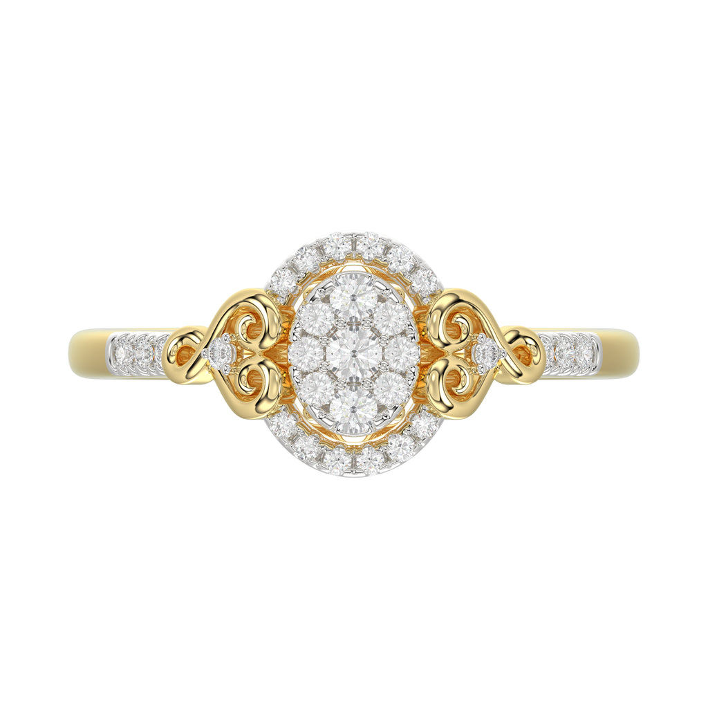 Romantic 10K Yellow Gold Halo Diamond Engagement Ring For Women Fine Jewelry