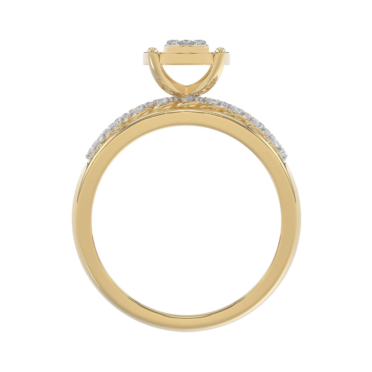 LADIES TRIO SET 0.50CT ROUND DIAMOND 10K YELLOW GOLD