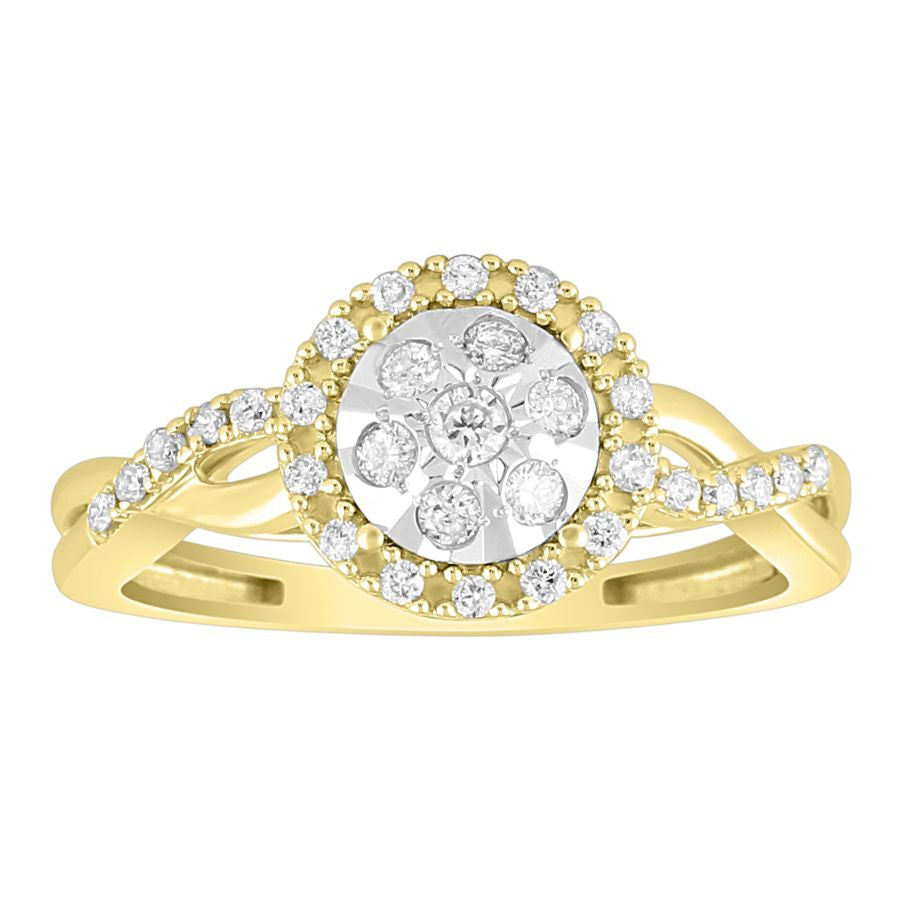 LADIES RING 0.25CT ROUND DIAMOND 10K YELLOW GOLD