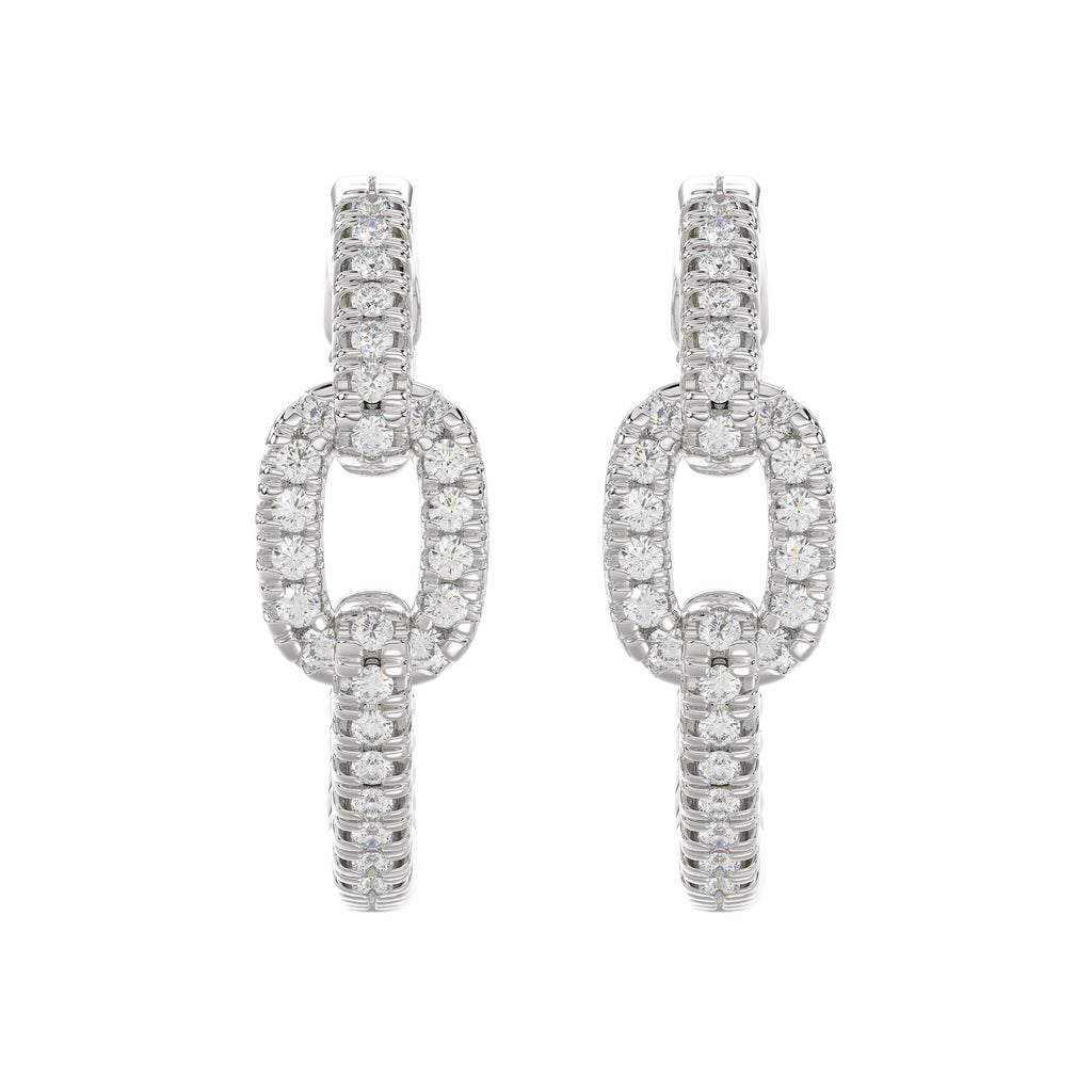 Elegant 10K White Gold Fashion Hoop Earrings Featuring 0.15Ct Round Diamonds With Brilliant Sparkle And Timeless Design.