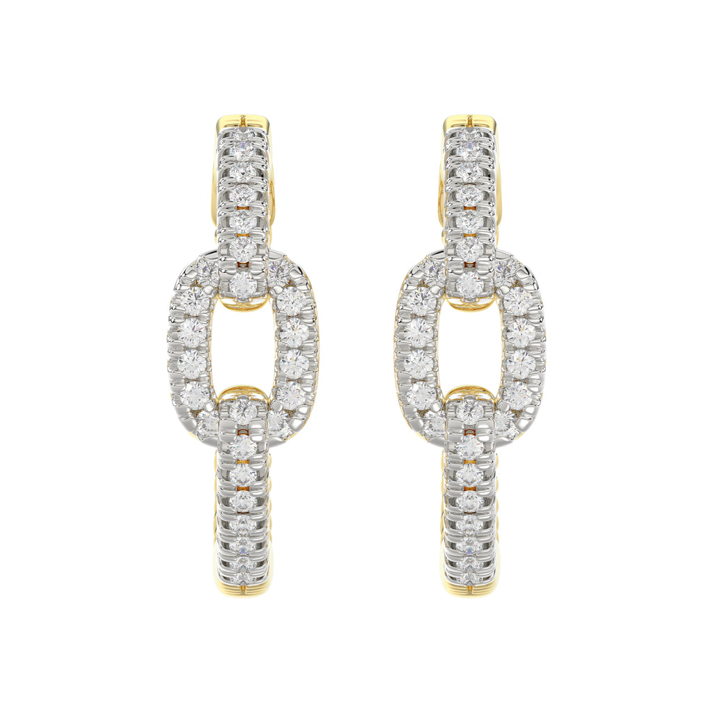 Elegant 10K Yellow Gold Fashion Hoop Earrings Featuring 0.15Ct Round Diamonds With Brilliant Sparkle And Timeless Design.