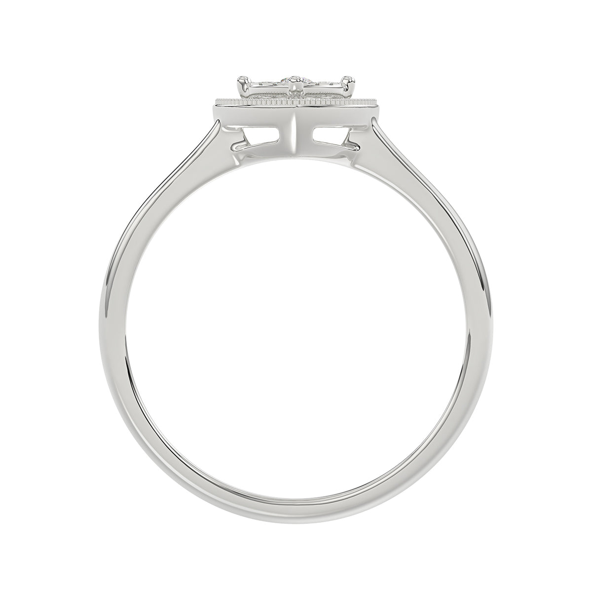 Ladies 0.10Ct Round Diamond Sterling Silver Ladies Ring White Heart Shape Cluster Halo Engagement Promise Ring For Her