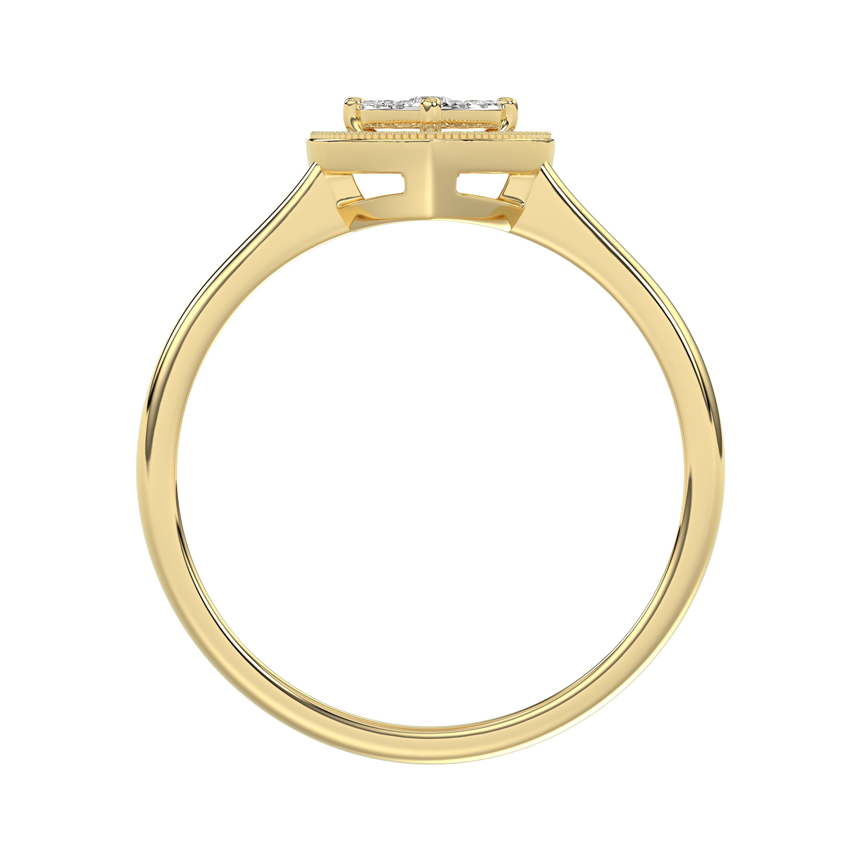 10K Yellow Gold Heart Diamond Ring For Women 0.10Ct Round Diamond Heart Ring