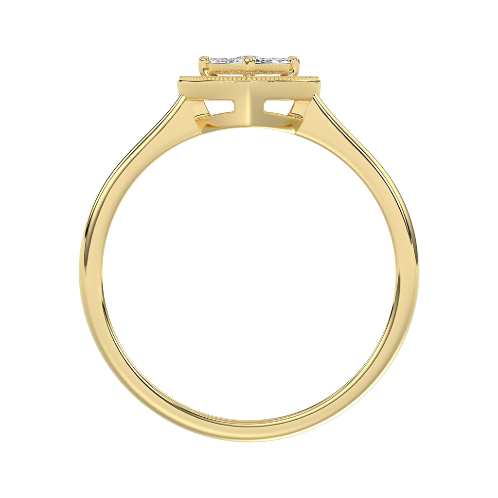 10K Yellow Gold Heart Diamond Ring For Women 0.10Ct Round Diamond Heart Ring