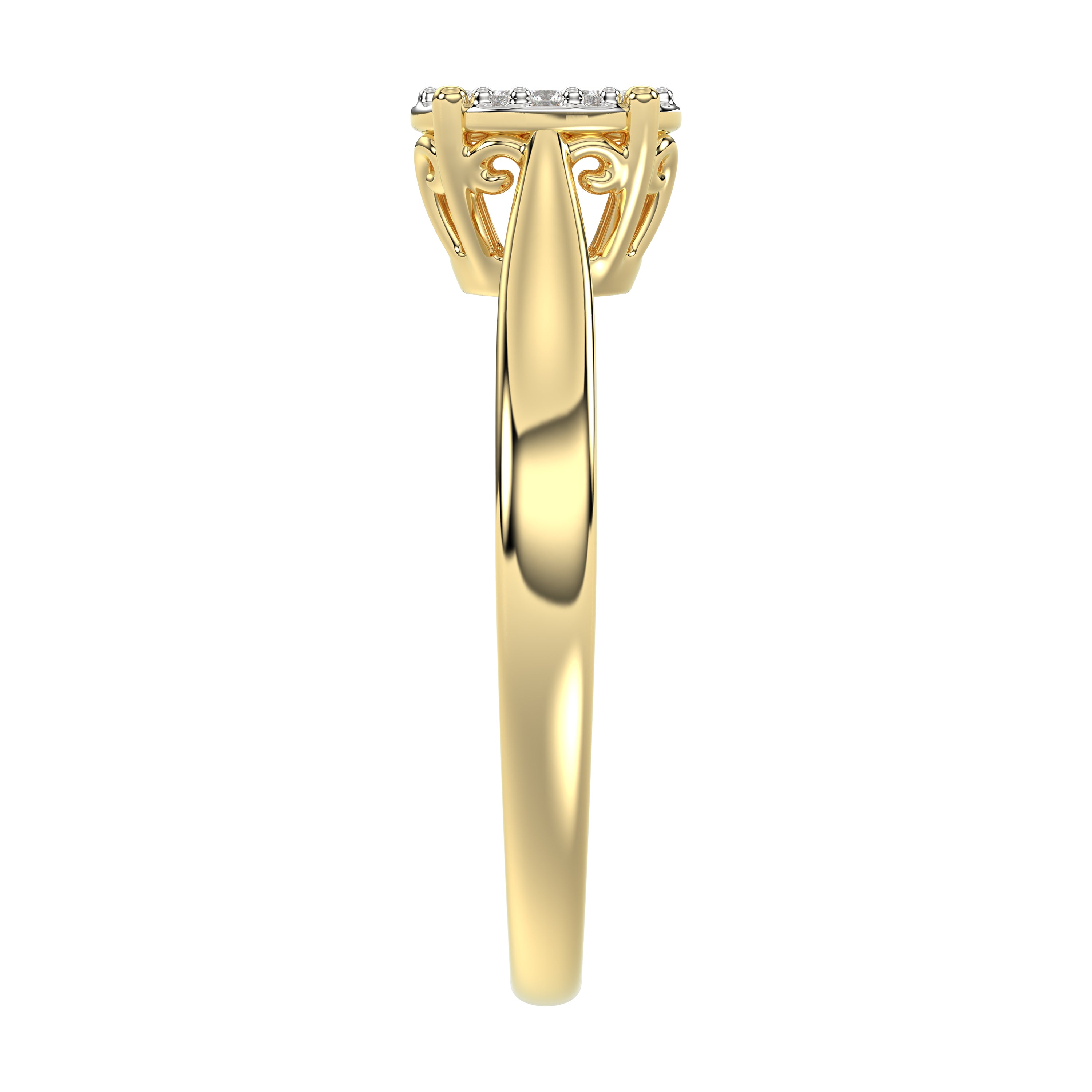 10K Yellow Gold Diamond Cluster Ring For Women 0.25Ct Round Diamond Fashion Ring