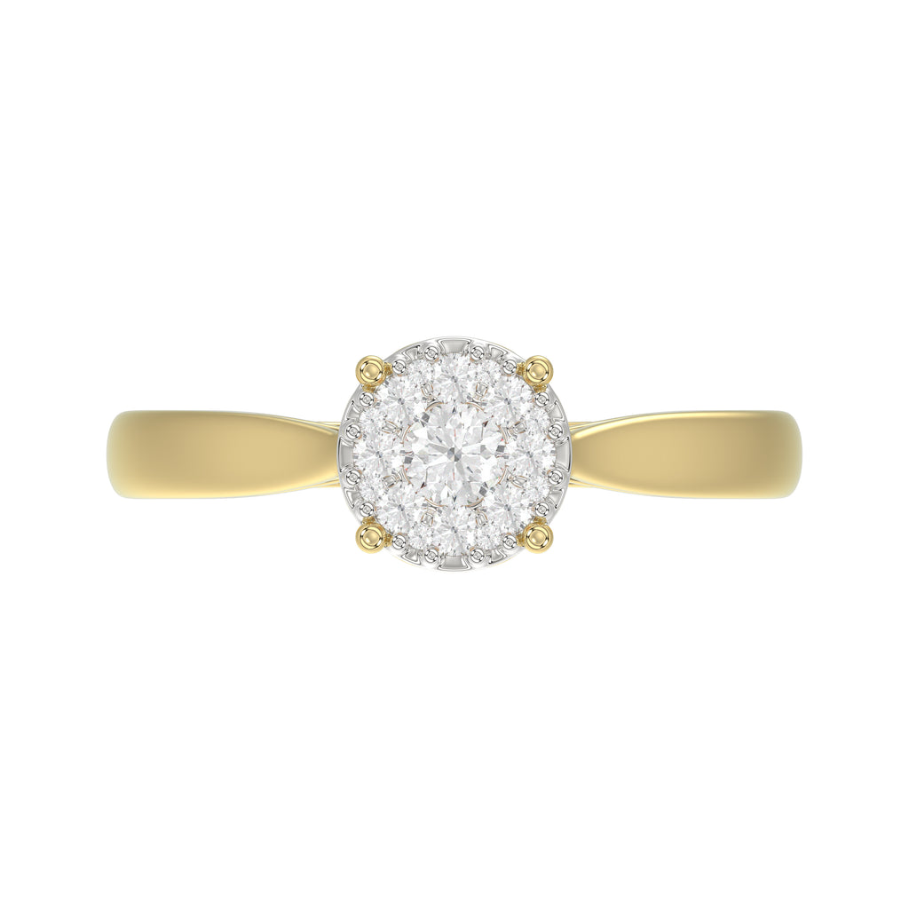 10K Yellow Gold Diamond Cluster Ring For Women 0.25Ct Round Diamond Fashion Ring