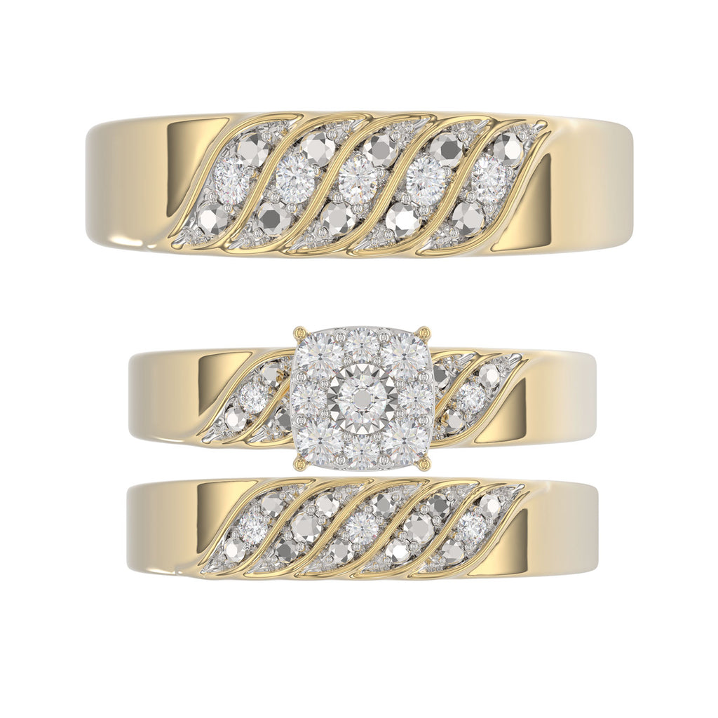 LADIES TRIOS SET 0.33CT ROUND DIAMOND 10K YELLOW GOLD