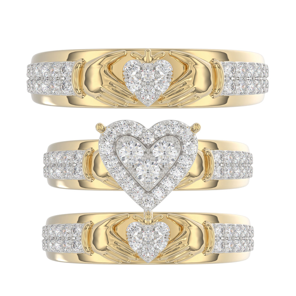 LADIES TRIO SET 1.00CT ROUND DIAMOND 10K YELLOW GOLD
