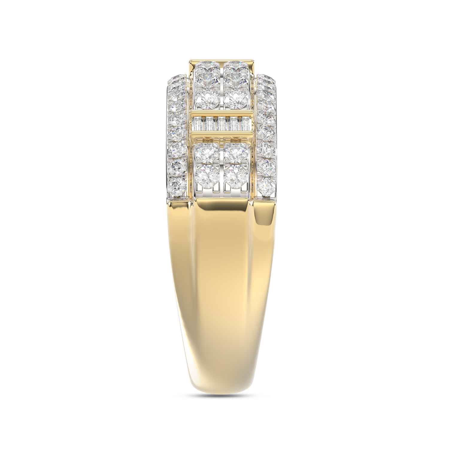 MEN'S BAND 1.00CT ROUND/BAGUETTE DIAMOND 10K YELLOW GOLD