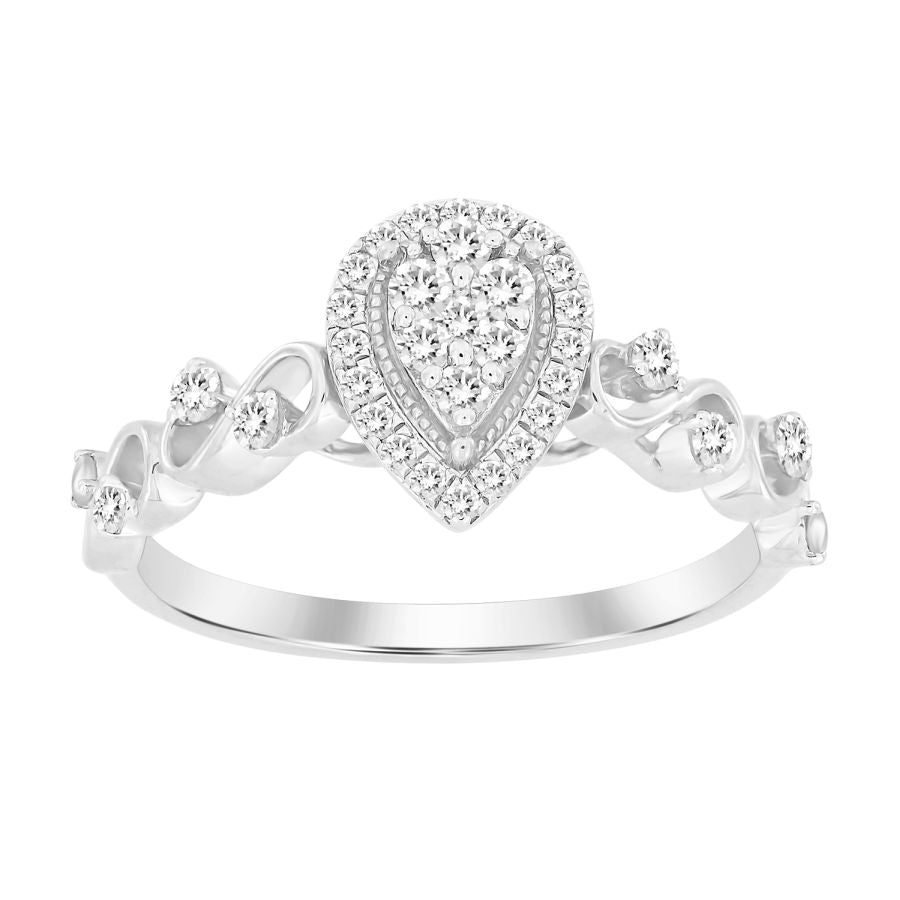 LADIES RING 0.25CT ROUND DIAMOND 14K WHITE GOLD (SI QUALITY)