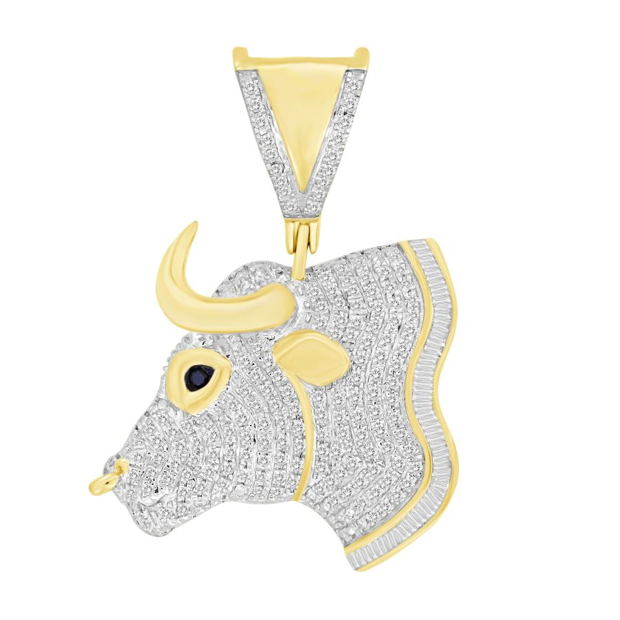 MEN'S CHARM 0.50CT ROUND/BAGUETTE DIAMOND 10K YELLOW GOLD