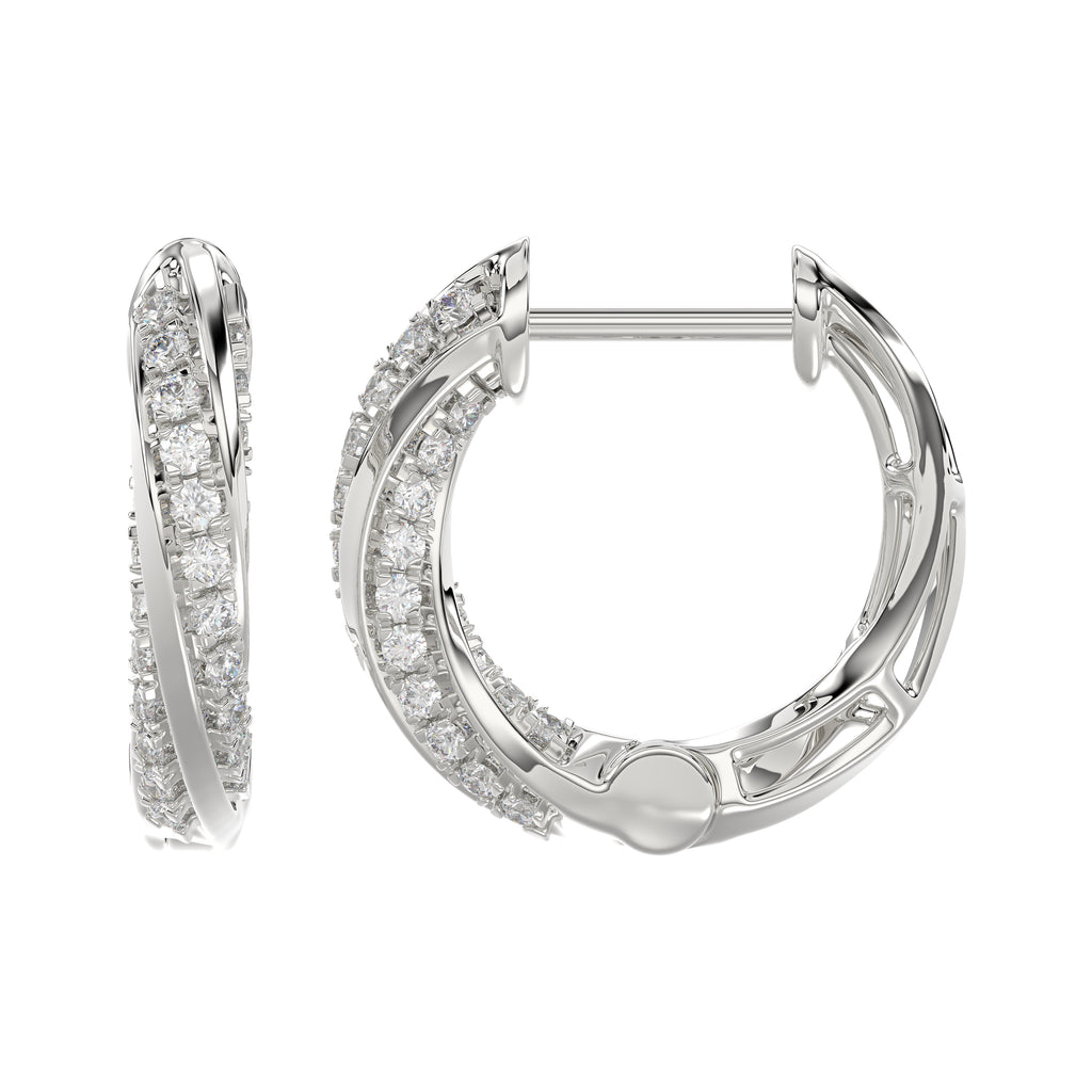 Elegant 10K White Gold Hoop Earrings Featuring 0.25Ct Round Diamonds With Brilliant Sparkle And Timeless Design. Perfect For Everyday Wear, Gifts, Ann