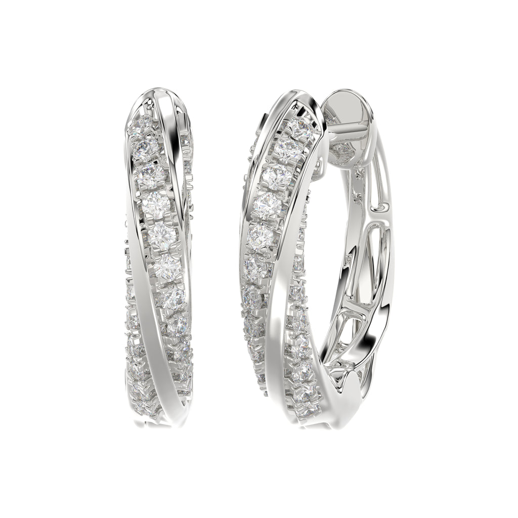 Elegant 10K White Gold Hoop Earrings Featuring 0.25Ct Round Diamonds With Brilliant Sparkle And Timeless Design. Perfect For Everyday Wear, Gifts, Ann