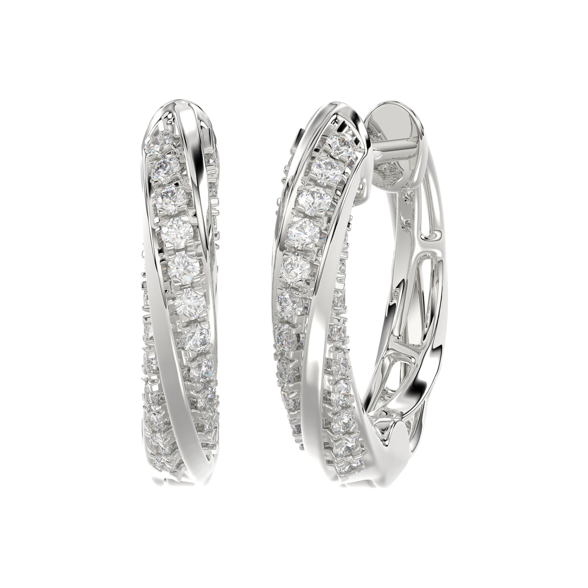 Elegant 10K White Gold Hoop Earrings Featuring 0.25Ct Round Diamonds With Brilliant Sparkle And Timeless Design. Perfect For Everyday Wear, Gifts, Ann