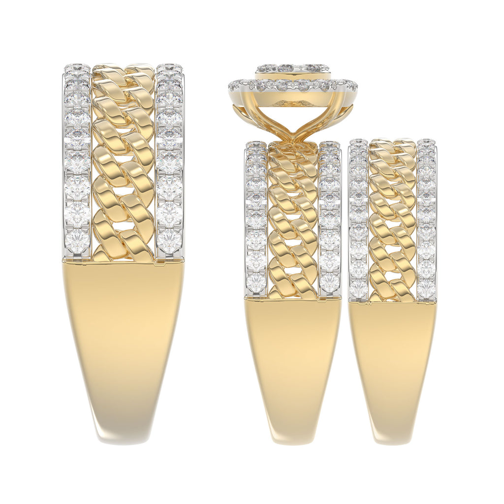 LADIES TRIOS SET 1.50CT ROUND DIAMOND 10K YELLOW GOLD