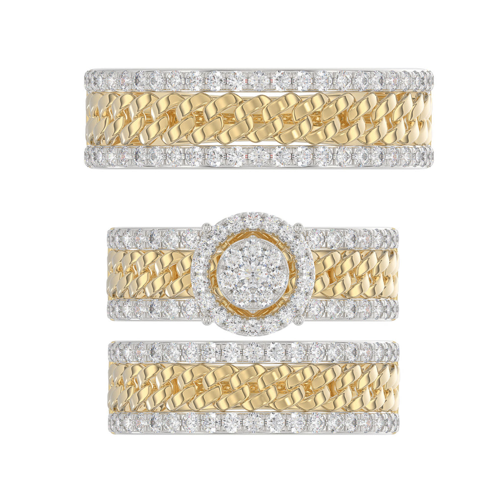 LADIES TRIOS SET 1.50CT ROUND DIAMOND 10K YELLOW GOLD